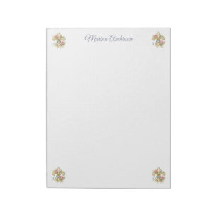 Bloco De Notas Elegante Fleur de Lys floral Personalizado Nome