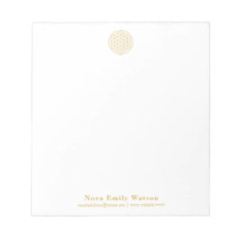 Bloco De Notas Elegante Flor da Vida Dourada Profissional 