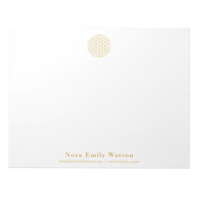 Bloco De Notas Elegante Flor de Vida Dourada Profissional Grande (Frente)