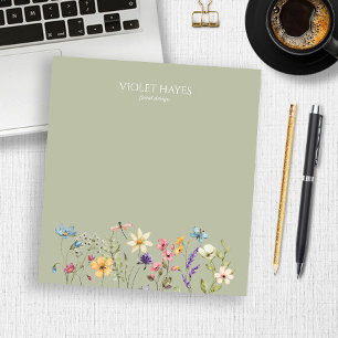 Bloco De Notas Elegante Flor Silvestre Floral Personalizado