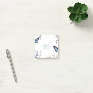 Bloco De Notas elegante Flor Silvestre Verde Boho Monograma Em Fl