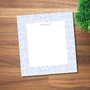 Bloco De Notas Elegante Floral Botânico Veneziano Azul Vintage