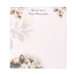 Bloco De Notas Elegante Floral Cor-de-Rosa Pálido Personalizado