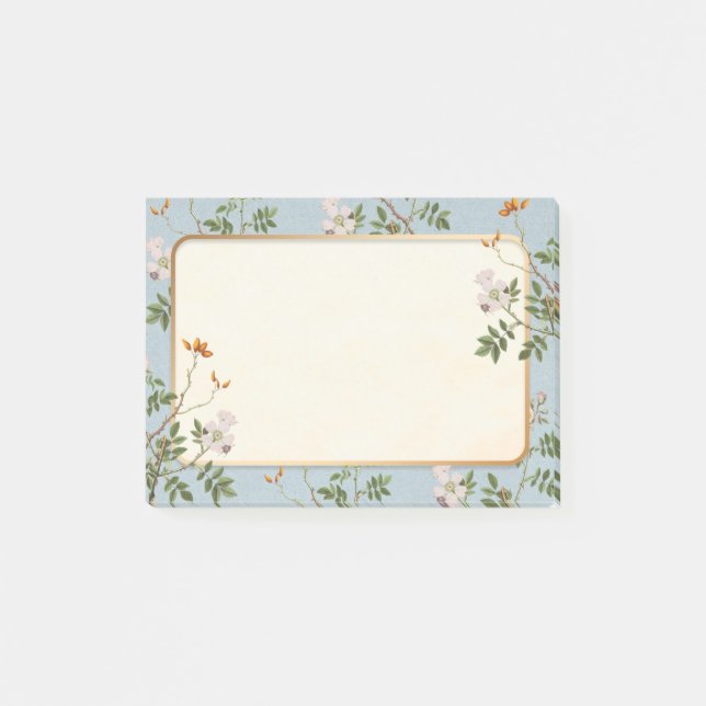 Bloco De Notas Elegante Fronteira Botânica de Flores Silvestres (Frente)