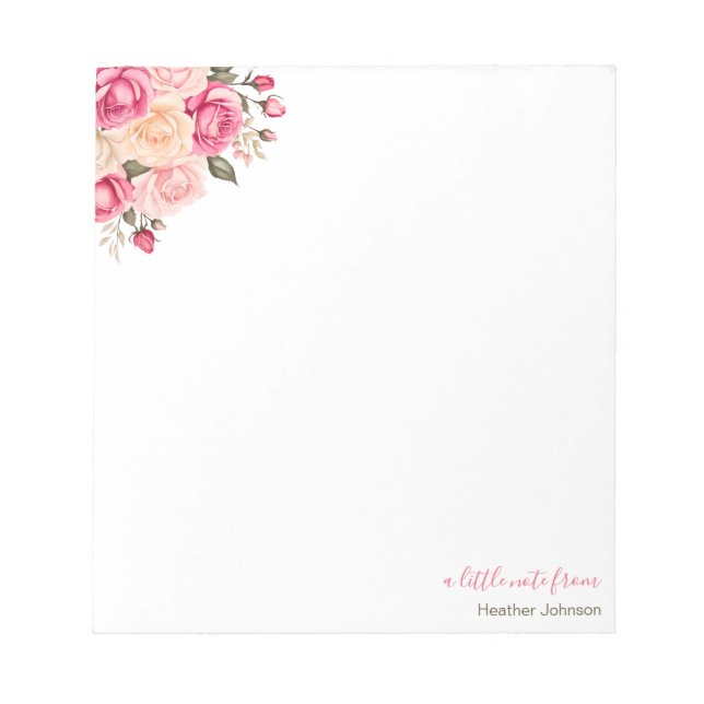 Bloco De Notas Elegante Fucia Pink e Ivory Rosa Personalizado (Frente)