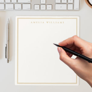 Bloco De Notas Elegante Ivory Dourado Minimalista Monograma