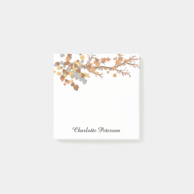 Bloco De Notas Elegante Laranja Maçã Deixa outono (Frente)