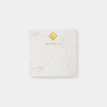 Elegante Marble Dourado Monograma Nome Branco
