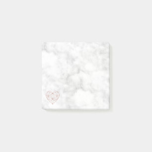 Bloco De Notas Elegante Marble e Coração Geométrico de Folha de O