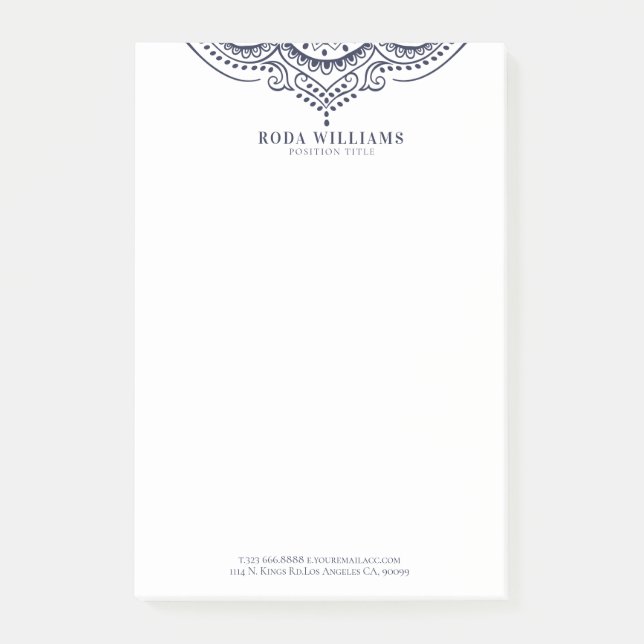 Bloco De Notas Elegante marinho azul-cinzenta-azul (Frente)