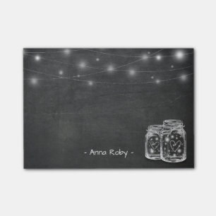 Bloco De Notas Elegante Mason Jar Vintage String Luzes Chalkboard