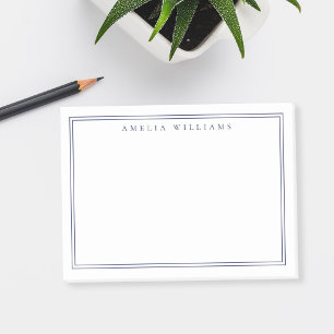 Bloco De Notas Elegante Minimalista Azul Duas Bordas