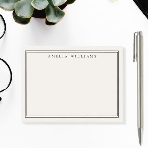 Bloco De Notas Elegante Minimalista Preto e Marfim com Duas Borda