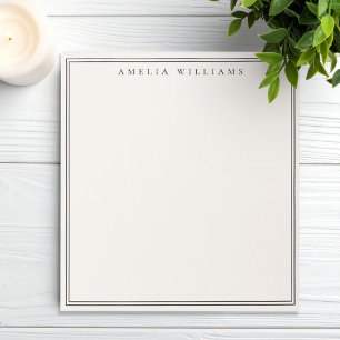 Bloco De Notas Elegante Minimalista Preto e Marfim com Duas Borda