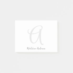 Bloco De Notas Elegante Mínimo Moderno e Branco Monograma
