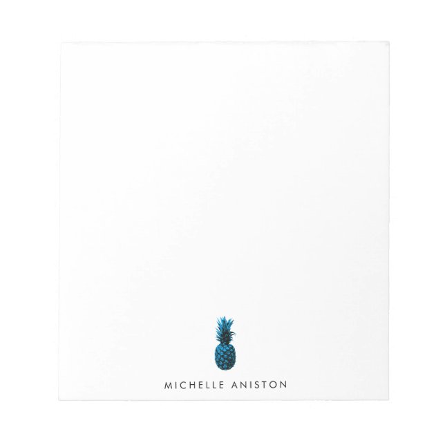 Bloco De Notas Elegante Mirtilo Branco Abacaxi Personalizado (Frente)