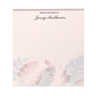 Bloco De Notas ELEGANTE MODELO BOTÂNICO DE Aquarela ROSA PASTEL
