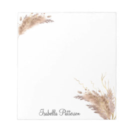 Bloco De Notas Elegante Moderno Boho Pampas Foliage Glitter
