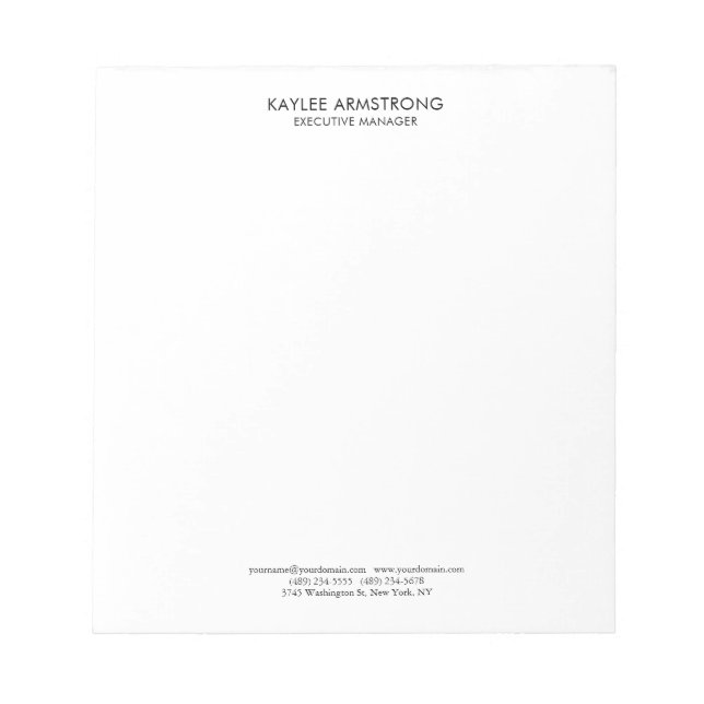 Bloco De Notas Elegante Moderno Simples Branco Profissional (Frente)