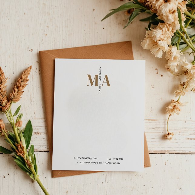 Bloco De Notas Elegante Monograma Dourado Nome Comercial (Criador carregado)