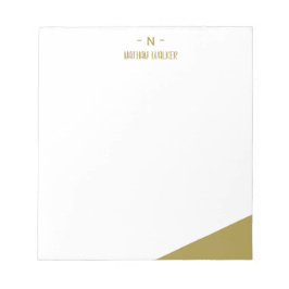 Bloco De Notas Elegante Monograma em Dourado e Cinza I Minimalist