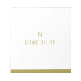 Bloco De Notas Elegante Monograma em Dourado e Cinza I Minimalist