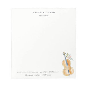 Bloco De Notas Elegante Músico de Guitarra com Aquarela Professor
