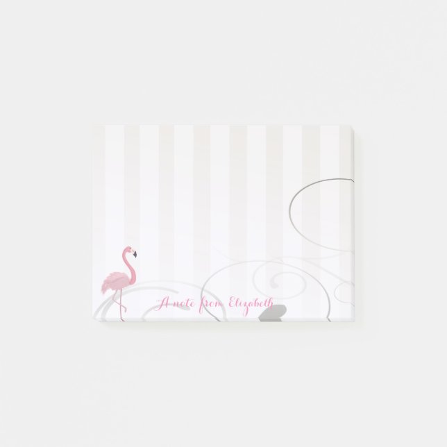 Bloco De Notas Elegante Na moda Chic Girly, Flamingo Rosa (Frente)