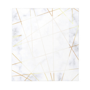 Bloco De Notas elegante pintinho branco marble faux gold geométri