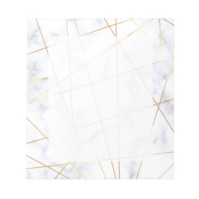 Bloco De Notas elegante pintinho branco marble faux gold geométri (Frente)