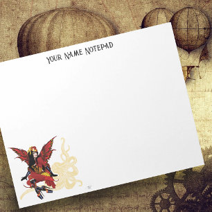 Bloco De Notas Elegante Polvo Fada Vitoriano Steampunk Vermelho
