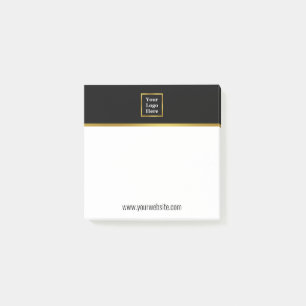 Bloco De Notas Elegante preto branco e Dourado Seu logotipo aqui