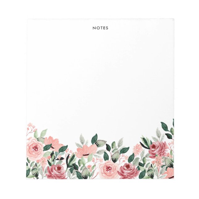 Bloco De Notas Elegante Primavera de Aquarelas Monograma Floral d (Frente)