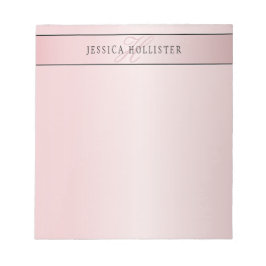 Bloco De Notas Elegante Rosa Bege Falso Ouro | Nome & Iniciais