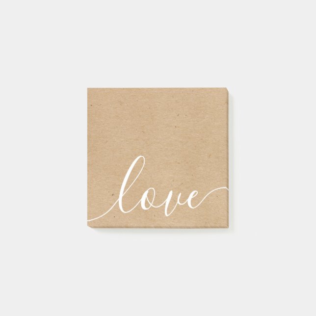 Bloco De Notas Elegante Rústico Kraft Amor em Roteiro (Frente)