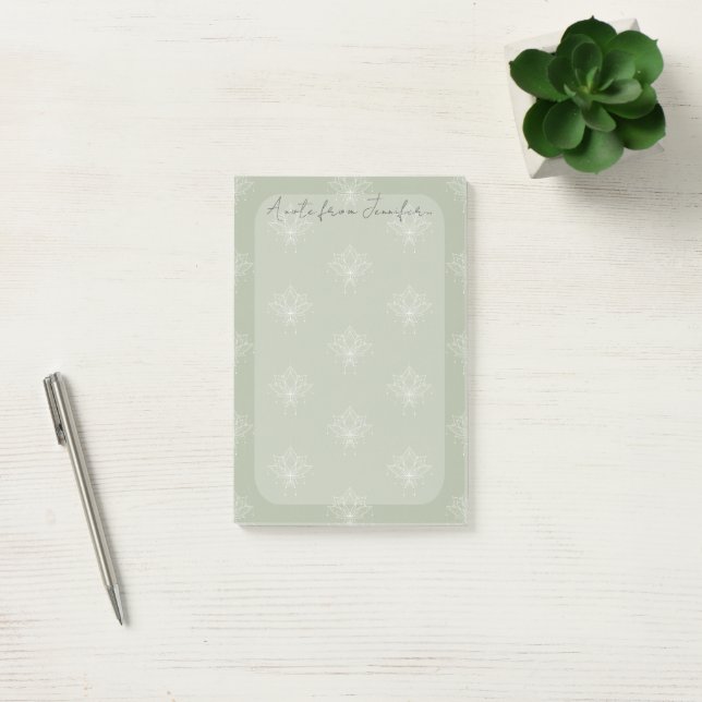 Bloco De Notas Elegante Sage Green Floral Lotus Bonito (Escritótio)