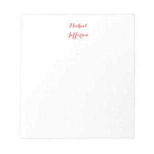 Bloco De Notas Elegante Script de Letra Simples Plano Vermelho Br