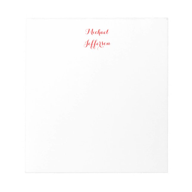 Bloco De Notas Elegante Script de Letra Simples Plano Vermelho Br (Frente)