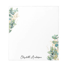 Bloco De Notas Elegante - Script Moderno Eucalyptus - Nome verde