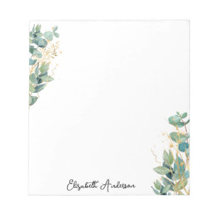 Bloco De Notas Elegante - Script Moderno Eucalyptus - Nome verde