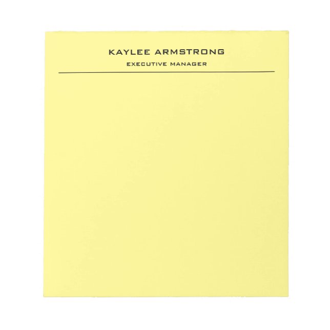 Bloco De Notas Elegante Simples Profissional Plano Amarelo Claro (Frente)
