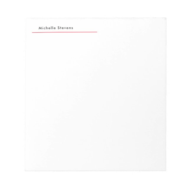 Bloco De Notas Elegante Simples Simples Preto & Branco Vermelho M (Frente)