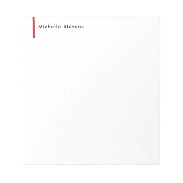 Bloco De Notas Elegante Simples Simples Preto & Branco Vermelho M (Frente)