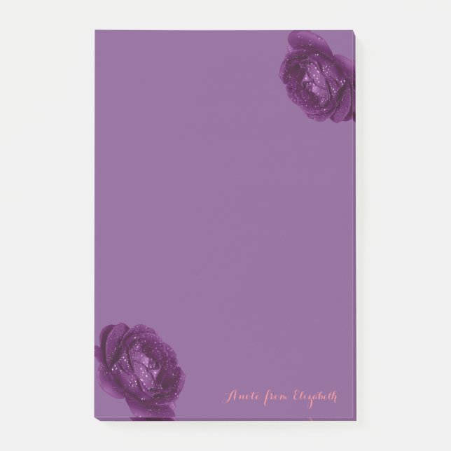 Bloco De Notas Elegante, sofisticada e feminina, roxas, rosas (Frente)