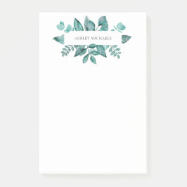 Bloco De Notas Elegante Teal Greenery deixa nome personalizado