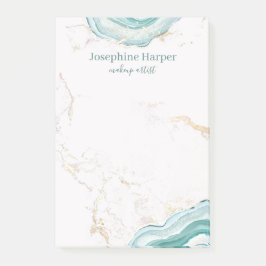 Bloco De Notas Elegante Verde Geodo Verde Dourado Glitter Agate