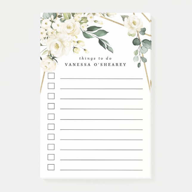 Bloco De Notas Elegante Verde Geométrico Dourado para Fazer (Frente)