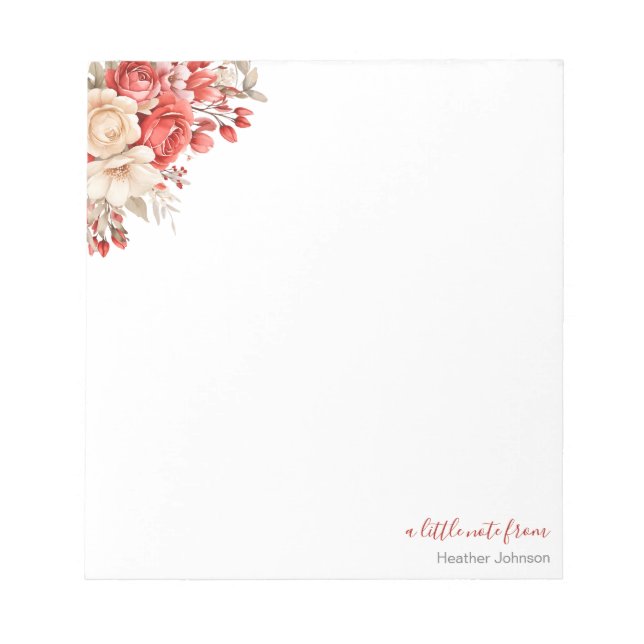 Bloco De Notas Elegante Vermelho e Rosa de marfim (Frente)