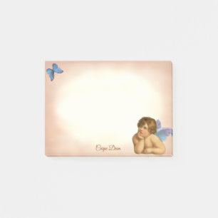 Bloco De Notas Elegante Vintage Anjo de Raphaël & Borboleta Azul