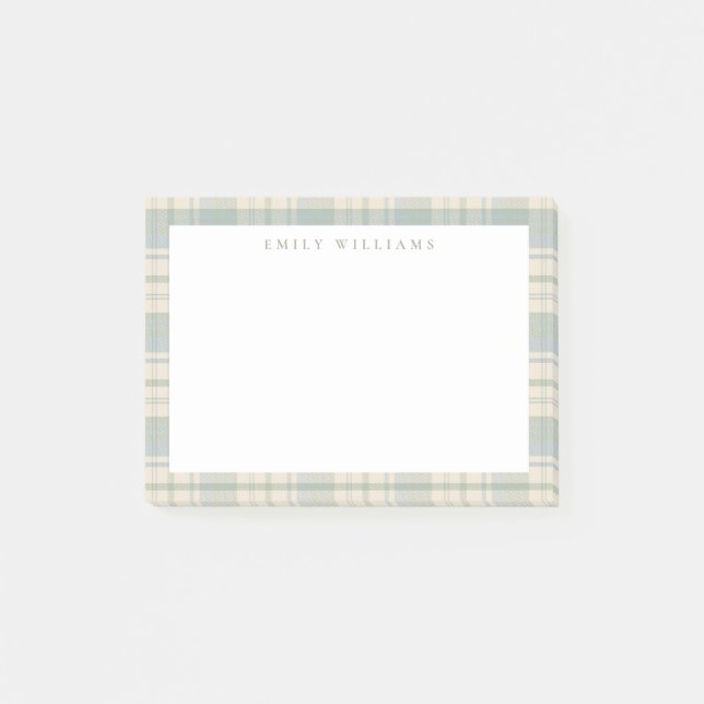 Bloco De Notas Elegante Xadrez Azul Verde Minimalista (Frente)